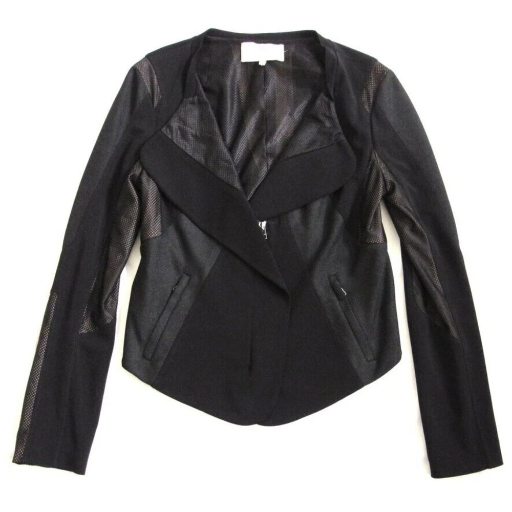 BCBG BCBGMAXAZRIA RUNWAY MOTO JACKET CROPPED ZIP POCKETS BLACK M NWT